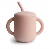 TAZA DIDÁCTICA+PAJITA SILICONA SOLID BLUSH 9.5x7.15x12 CM