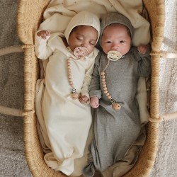 RIBBED KNOTTED BABY GOWN L/S GRAY MELANGE 0-3m