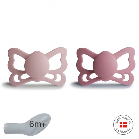 ANAT. SILICONE PACIFIER 2 PACK BUTTERFLY BLUSH/CEDAR 6+