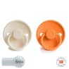 SILICONE PACIFIER BLOCK 2 PACK ROPE CREAM/MAPLE 6+