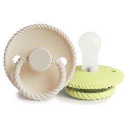 SILICONE PACIFIER BLOCK 2 PACK ROPE CREAM/GREEN TEA 0+