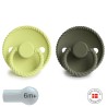 SILICONE PACIFIER BLOCK 2 PACK ROPE GREEN TEA/OLIVE 6+