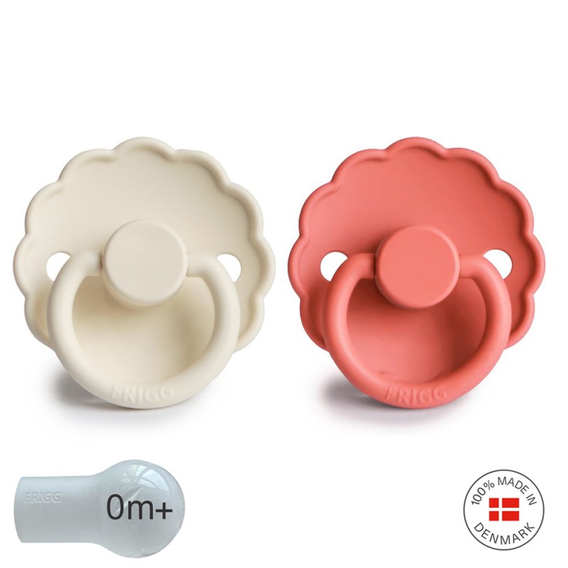 SILICONE PACIFIER BLOCK 2 PACK DAISY CREAM/POPPY 0+
