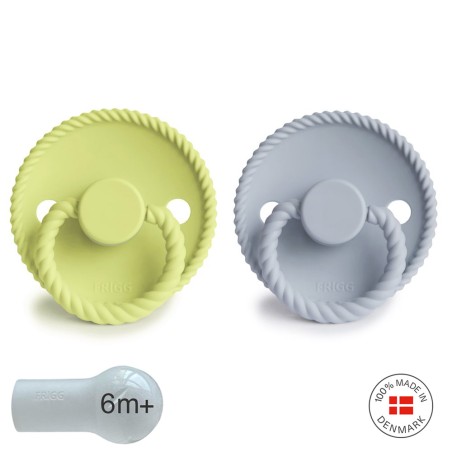 SILICONE PACIFIER BLOCK 2 PACK ROPE GREEN TEA/POW.BLUE 6+
