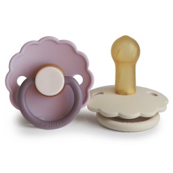 LATEX PACIFIER BLOCK 2 PACK DAISY LAV.HAZE/CREAM 6+