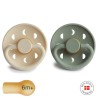LATEX PACIFIER BLOCK 2 PACK MOON PHASE SAGE/CREAM 6+