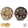 LATEX PACIFIER BLOCK 2 PACK MOON PHASE CROISSANT/PORTOBELLO 6+