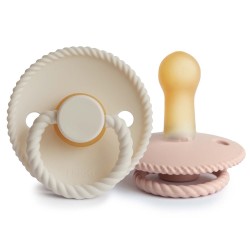 LATEX PACIFIER BLOCK 2 PACK ROPE BLUSH/CREAM 6+