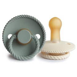 LATEX PACIFIER BLOCK 2 PACK ROPE SAGE/CREAM 6+